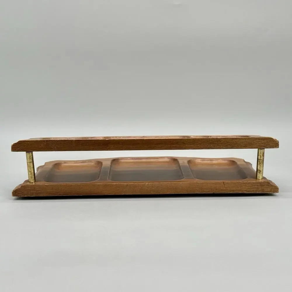 Vintage Wooden Dresser Desk Top Organizer 2 Tier Valet Mid Century 12 x 5.75 x 3